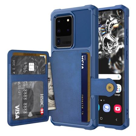 Praktisk cover med kortholder - Samsung Galaxy S20 Ultra Blå