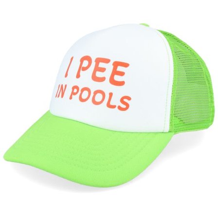 Iconic - Grön trucker Keps - I Pee In Pools Foam Green/White Trucker @ Hatstore