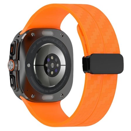 Samsung Galaxy Watch Ultra 47mm Silikonarmband Kolfiberstruktur med Magnetiskt Spänne - Orange