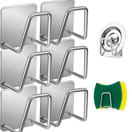 2 stk. Svampeholdere til køkkenvask, stærk klæbende lille svampeholder, førsteklasses rustfri og vandtæt køkkenvaskholder