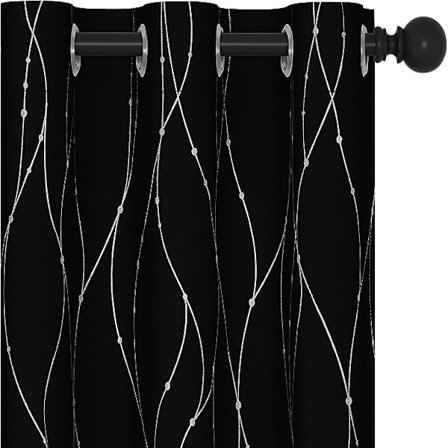 Mørkleggende gardiner for stue, gittergardiner, svart, B132xH213 cm