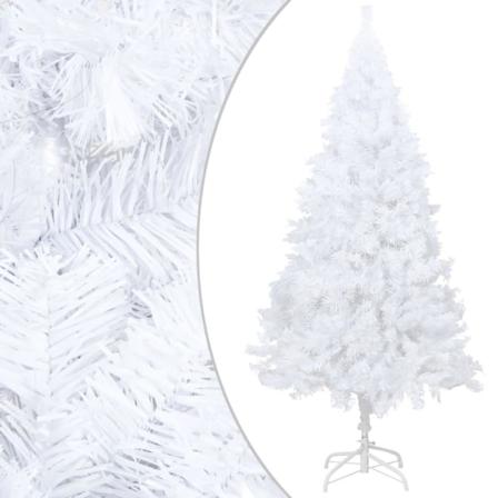 Vidaxl Plastgran Med Led Och Julgranskulor Vit 120 Cm Pvc Vit