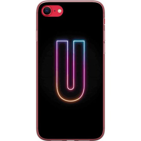 Yhteensopiva Puhelinkuori Apple Apple iPhone 7 Minimaalinen neonkirjain U kirkkaalla valaistustehosteella mustaa taustaa vasten