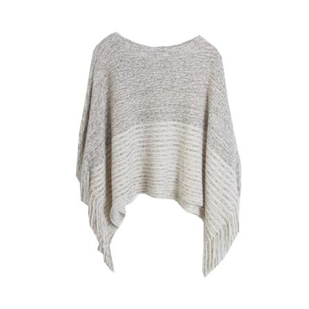 Elegant strikket sjal Poncho Cape Beige