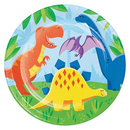 Kreativa engångstallrikar i papper med dinosauriemotiv (8-pack)
