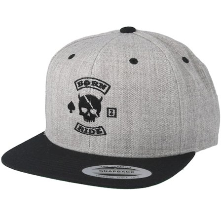 Born To Ride - Gris snapback Casquette - MC Skull Patch Grey/Black Snapback @ Hatstore
