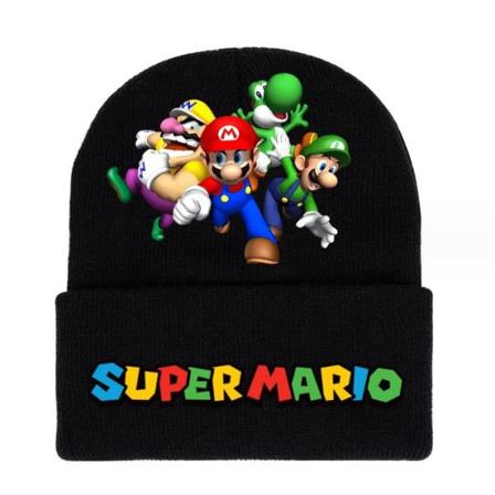 Män Cartoon Mario Stickad Mössa Mode Stickad Mössa C 20*17cm