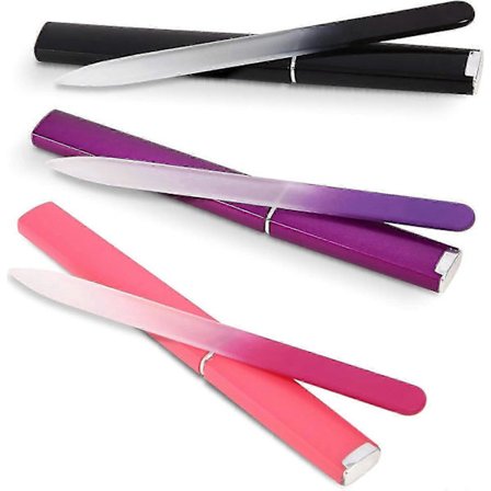 3 Pak Krystal Glas Neglefil Dobbeltsidet Ætset Gentle Neglepleje til Kvinder eller Voksne, Unikke Gaver