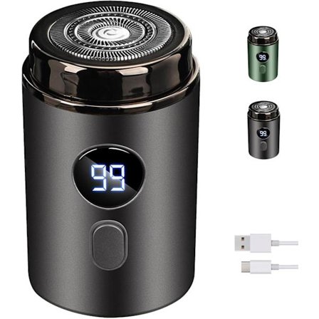 Bærbar elektrisk barbermaskin for menn, Plentiful IPX7 vanntett lommebarbermaskin med LED-display, multifunksjonell trimmer for skjegg, ansikt og 