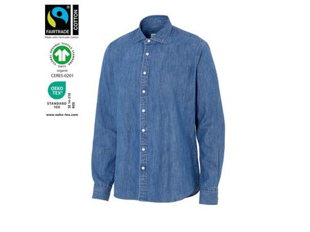 Cottover Skjorta Denim Slim herr GOTS XS-35/36 - Lyreco - Arbetskläder - Arbetsskjortor - Serviceskjortor