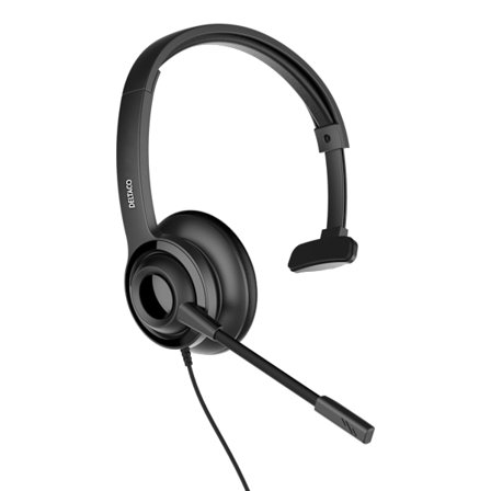 USB mono headset, volume control, noise reducing mic, black