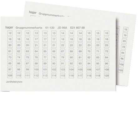 Hager JD98A Gruppenummerkart 61-120, Elfordeling & strømforsyning