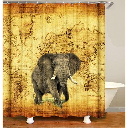 Ett set (HJH759, ca 180*180cm) 3D-tryckt duschdraperi elefant vattentätt duschdraperi, Djur Duschdraperi Vattentätt Mögelsäkert Polyester