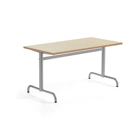 Tisch PLURAL, 1400x700x720 mm, Linoleum-Platte, beige, silber