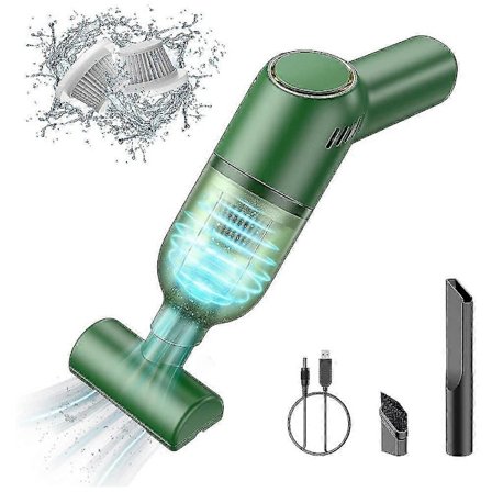 Håndholdt Støvsuger Ledningsfri Genopladelig Håndstøvsuger Bærbar Våd Tør Bil Støvsuger til Tæppe Bil - Grøn