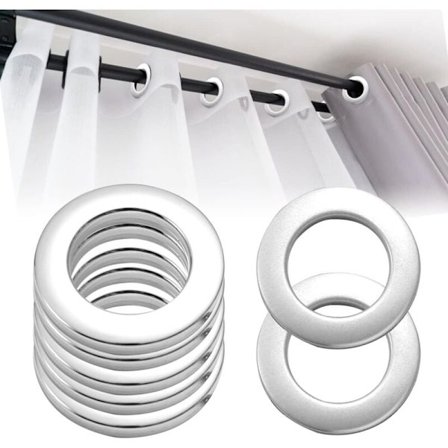 50 plastklämmor för gardin, avtagbara innerringar för gardin, 33 mm, lämpliga för gardiner, duschdraperier, garderobsdörrar (silver).