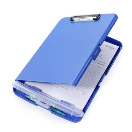 A4 klemmbrett med oppbevaringsrom, 2-pakning plast klemmbrett med hylle, KLB