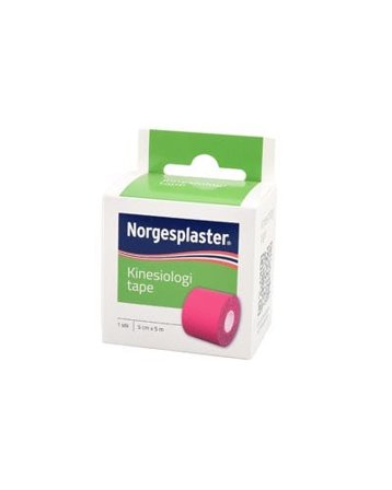 Norgesplaster kinesiologitape i rosa farge, 5 cm x 5 m 1 stk