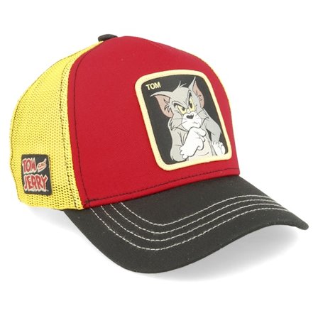 Capslab - Tom & Jerry Tom Red/Yellow/Black Trucker Trucker Red Cap - @ Hatstore
