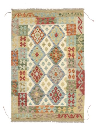 Tejida A Mano Kilim Afghan Old Style Alfombra 101X151 De Lana Amarillo/Verde Pequeño