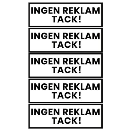 5-stk. Ingen reklame Tak klistermærke Dekal Hvid 3.5x10.5cm