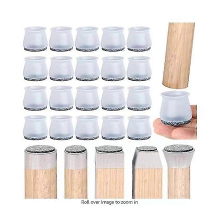 Stoleglidere, 20 stk. Benbeskyttere til stole, Stolepuder, Gennemsigtige silikone gulvbeskyttere til stoleben med filtpuder db