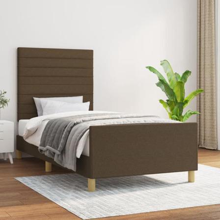 Vidaxl Sängram Med Huvudgavel Mörkbrun 100x200 Cm Tyg Brun