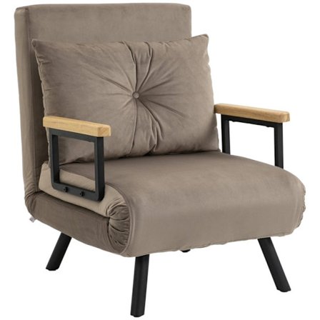 Rootz sovestol - Cabriolet sovesofa - Justerbart ryglæn - Robust stålstel - Plys polstring - Lysebrun - 63W x 73D x 81H cm