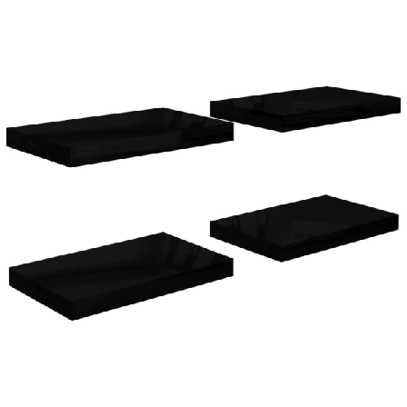 Vidaxl Svävande Vägghyllor 4 St Svart Högglans 40x23x3,8 Cm Mdf Svart
