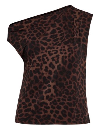 Leopard-Print Top With Asymmetrical Collar Brown Mango