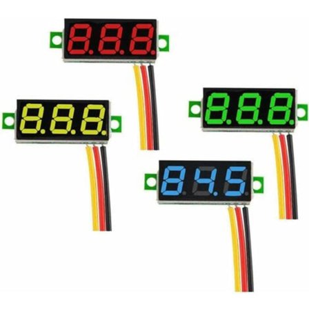 4 stk. Mini Voltmeter, Digital DC Voltmeter 0,28 tommer, Panel 0-100V DC 3-leder Spændingstester LED-display, Mini Voltmeter G