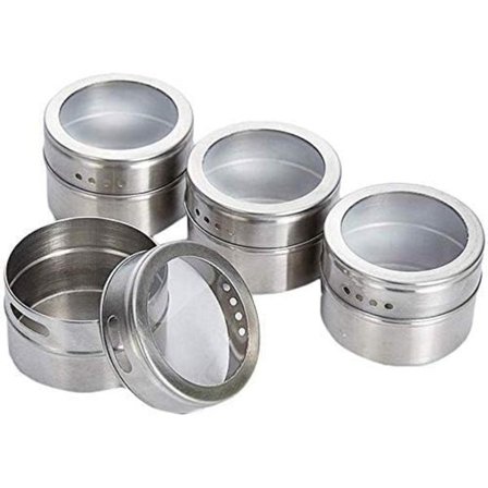 Magnetiske krydderbokser 4 stk rustfritt stål krydderglass oppbevaring krydder