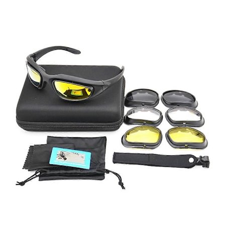 Polariserte UV400 Taktiske Briller C5 Skytebriller 4 Linse Kit Utendørs Sportsbriller (FMY)