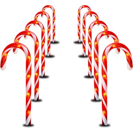 25 cm Juletræs-slikstok Gangsti Markører Lys, Sæt med Tilslutningsbare Julegangsti Pæl Lysdekorationer til Jul Have Græsplæne Dekor