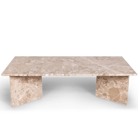 Vega sofabord, latte marmor 140x70cm - Solidt marmor sofabord i eksklusiv lattebrun farve - 140x70x42cm - Naturligt & unikt mønster