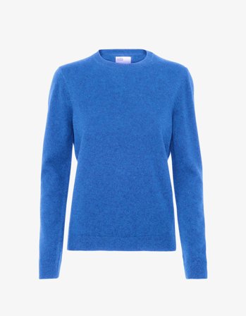 Women Light Merino Wool Crew - Pacific Blue - L