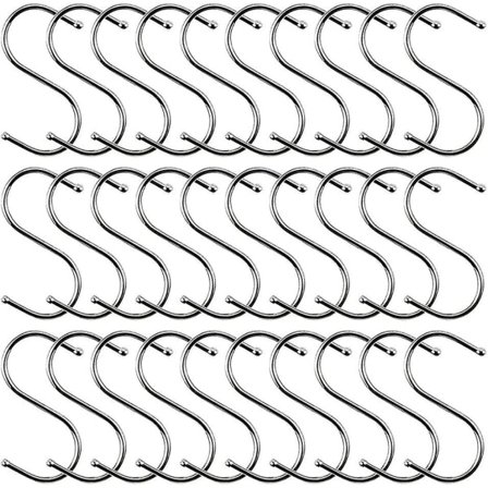 30 st S-formade krokar, 7 cm rostfritt stål