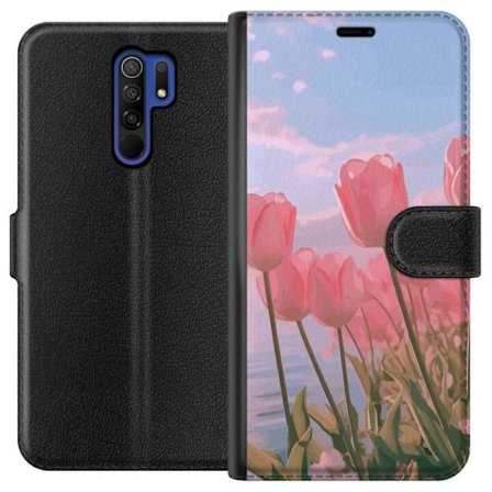 Plånboksfodral till Xiaomi Redmi 9 med Rosa Tulpaner
