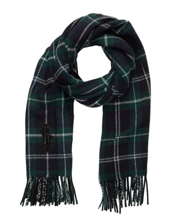 Beaded Big Pony Plaid Wool Scarf Green Polo Ralph Lauren