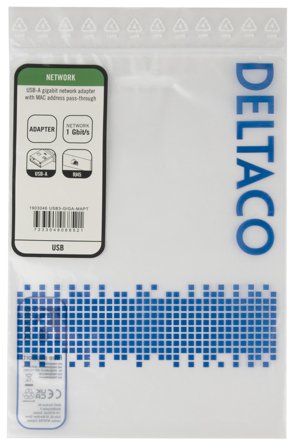 Deltaco USB-A Gigabit Network adaptor w/MAC address pass-through