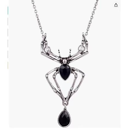 Svart Vintage Gothic Edderkopp Halskjede Halloween Krystall Edderkopp Henge Smykke Punk Stil Reptil Dyr Smykker for Kvinner