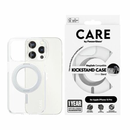 CARE by PanzerGlass Kickstand Fodral MagSafe för iPhone 15 Pro - silver