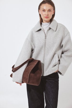 NA-KD Boucle Zip Jacket - Forårsjakker - Grå - EU 36