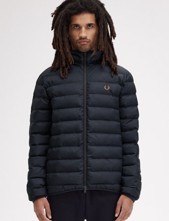 Fred Perry Hooded Insulated Jacket - Navy - S