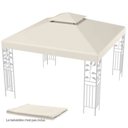 COSTWAY Ersättningspaviljongduk 3m x 3m Polyester Dubbla Canvas Dräneringshål Krok- och öglefästen Beige