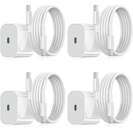 Hög kvalitet! 4-pack - Laddare för Samsung - Snabbladdare - Adapter + Kabel 20W Vit one size (NT)