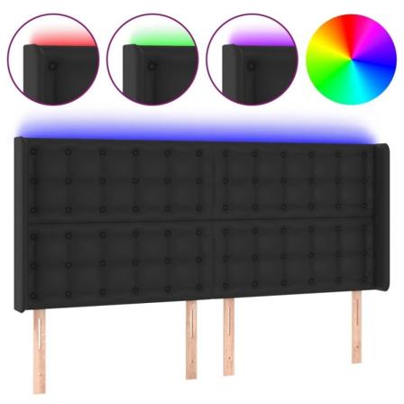 vidaXL Sänggavel LED svart 147x16x118/128 cm konstläder Svart
