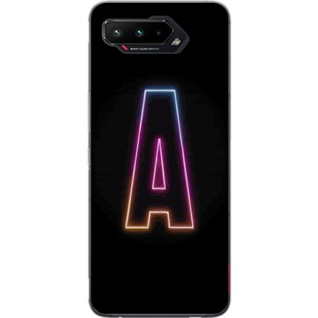 Kompatibelt Mobildeksel til Asus Asus ROG Phone 5 Minimalistisk neonbokstav A i regnbuefarget lys mot svart bakgrunn i moderne typografisk stil