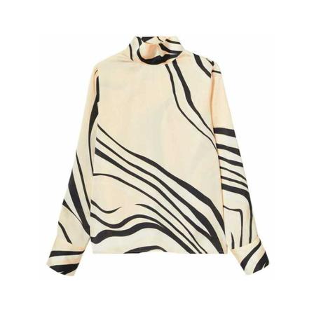 Mango Satinbluse med print inbo, Dame Bluser