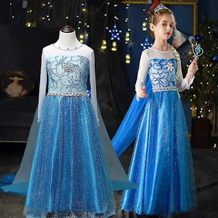 Frozen Elsa Princess Cosplay Barn Flickor Ice Queen Party Fancy Dress Up Kostym